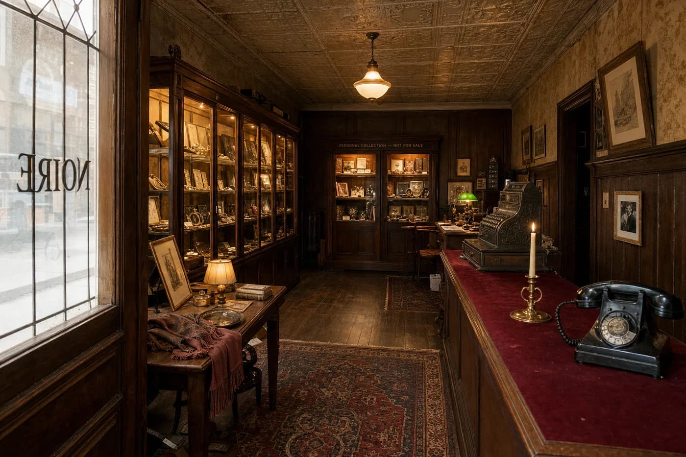 Wide interior of Noire vintage shop