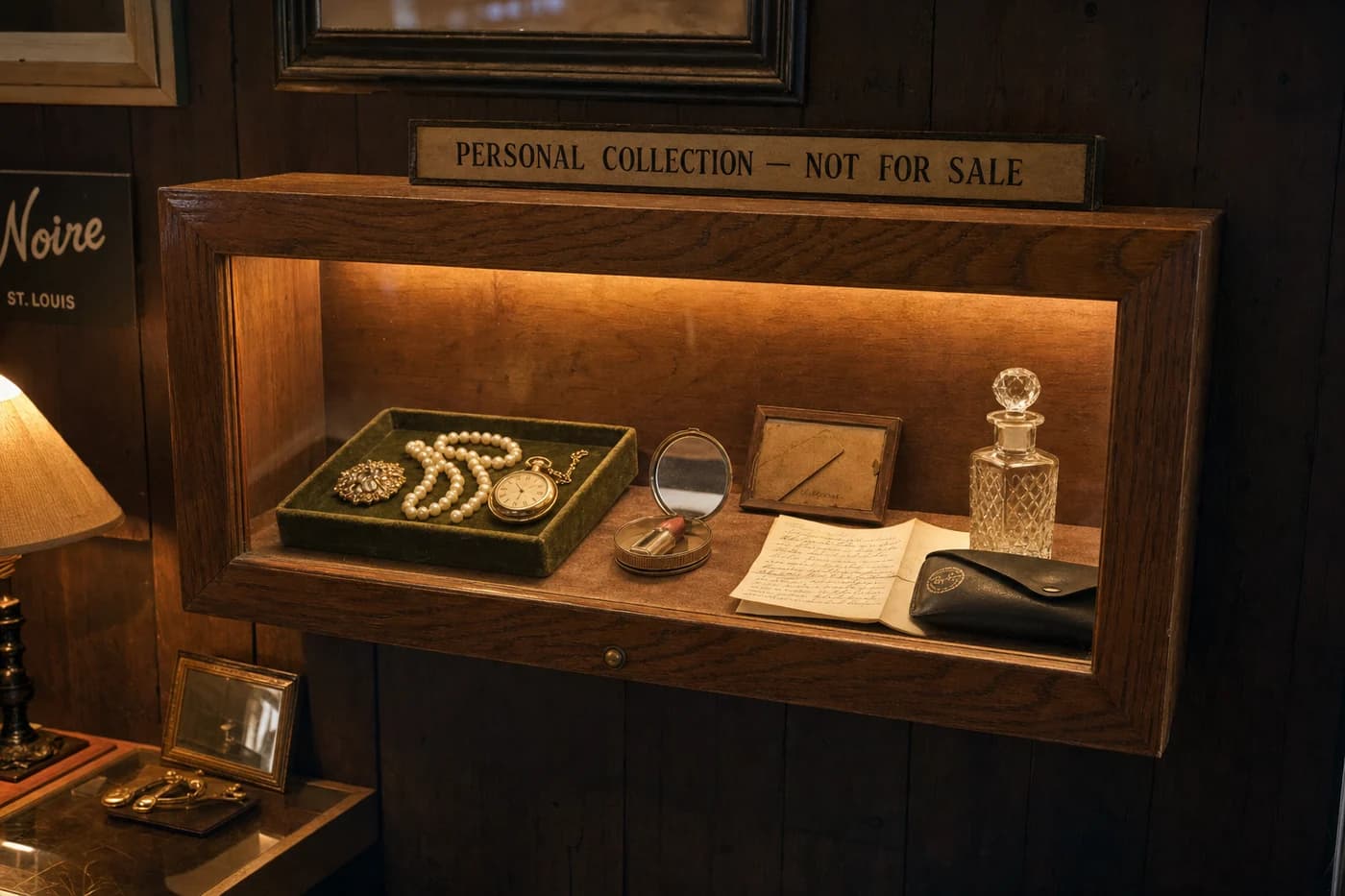 Personal Collection case at Noire labeled not for sale
